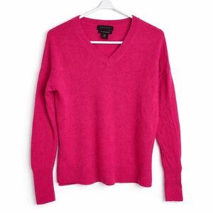 Tahari 100% Cashmere V-Neck Sweater Pink Long Sleeve Womens Medium